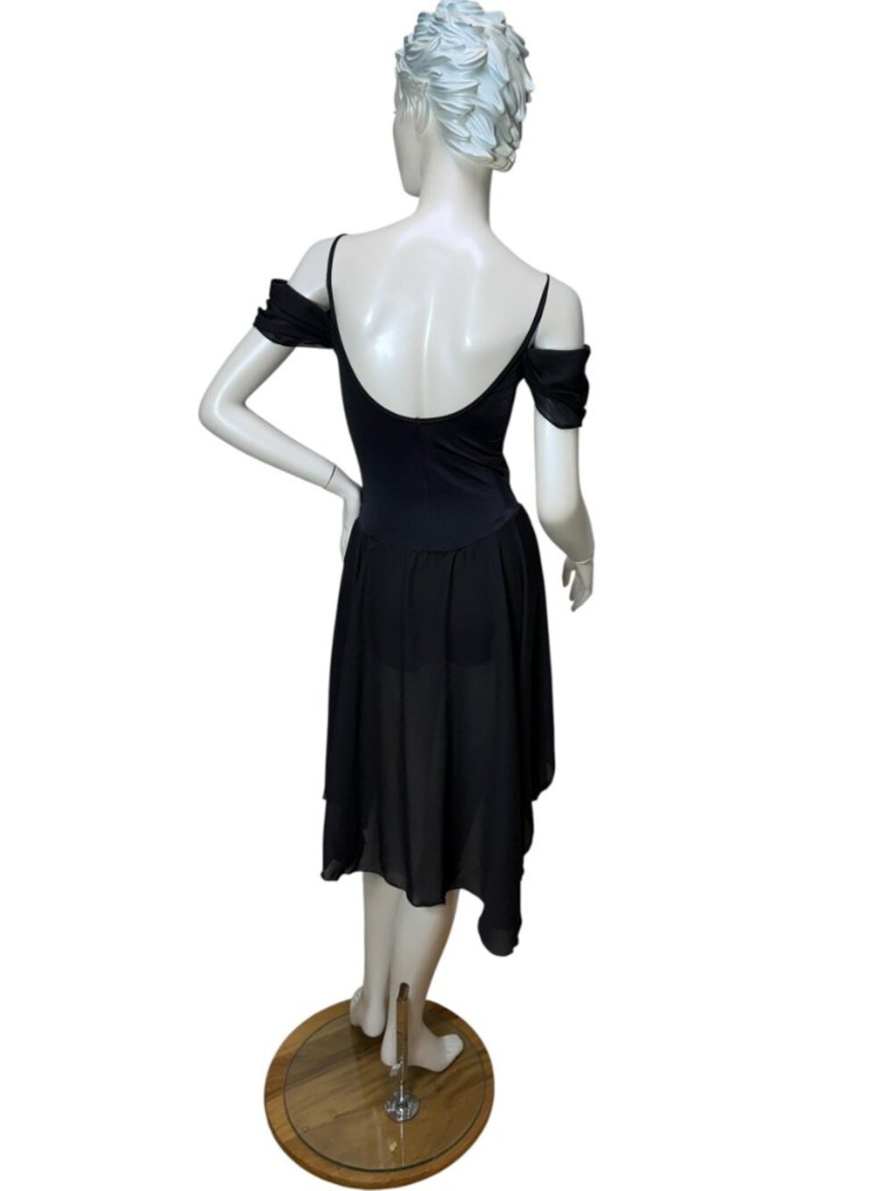 1980s Capezio black off shoulder dance dress with leotard Size M - Picture 2 of 7